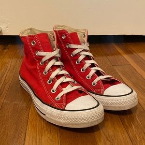 Red High Top Converse - W8